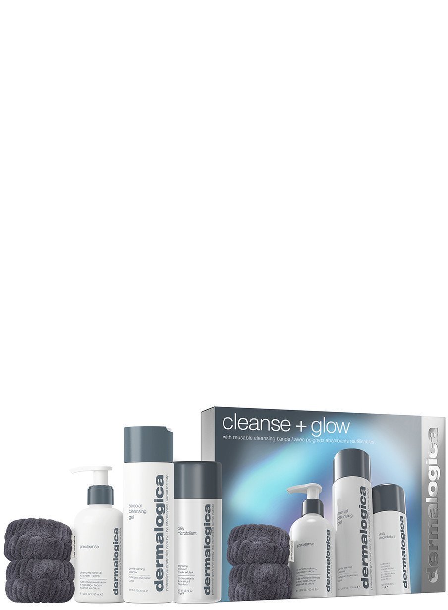 Dermalogica Cleanse + Glow Set : Special, Cleansing Gel, For Face, 250 ml + Precleanse, Eliminates Impurities, Oil, For Face, 150 ml + Daily Microfoli