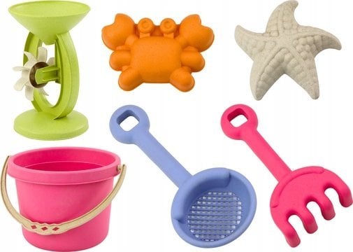LeanToys Zestaw Zabawek Do Piasku Wiaderko Młynek Sitko foremki Pastelowy