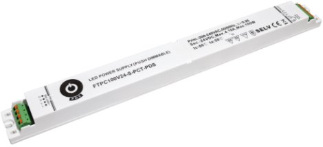 MPL Power FTPC100V24-S-PCT-PDS: Zasilacz LED 24V/4.16A, slim plastic case, Push in Clamp Terminals, ...