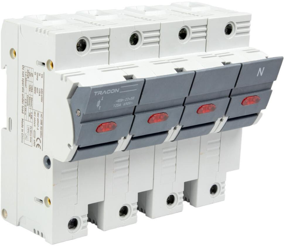 Tracon Electric Osprzęt instalacyjny Modułowa podstawa bezpieczników cylindrycznych 100A 3P+N 22x58