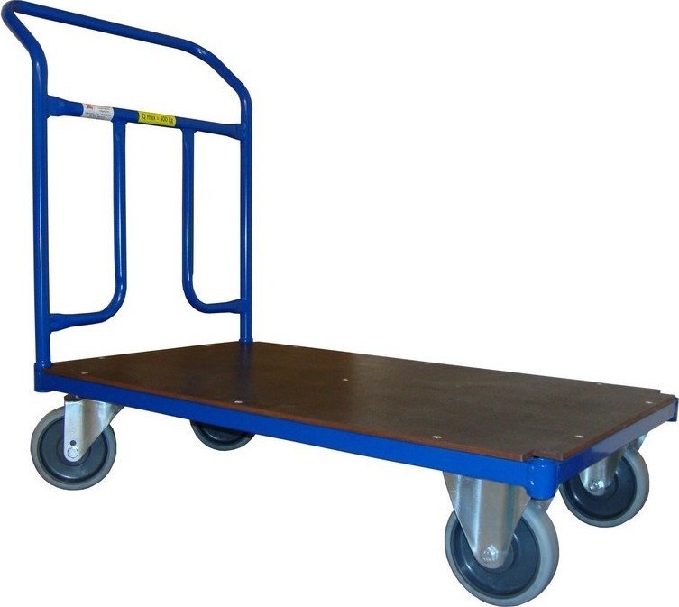 WiZ Wózek platformowy jednoburtowy, poręcz przykręcana. Wym. 1200x700mm (Ładowność: 600kg)