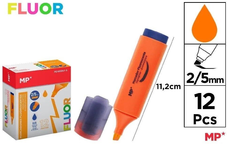 Donau Zakreślacz fluorescencyjny 2-5mm pomarańcz (12szt)