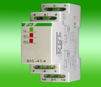 F&F Przekaźnik impulsowy 24V AC/DC 2x10A na szynę TH35 - BIS-414 24V