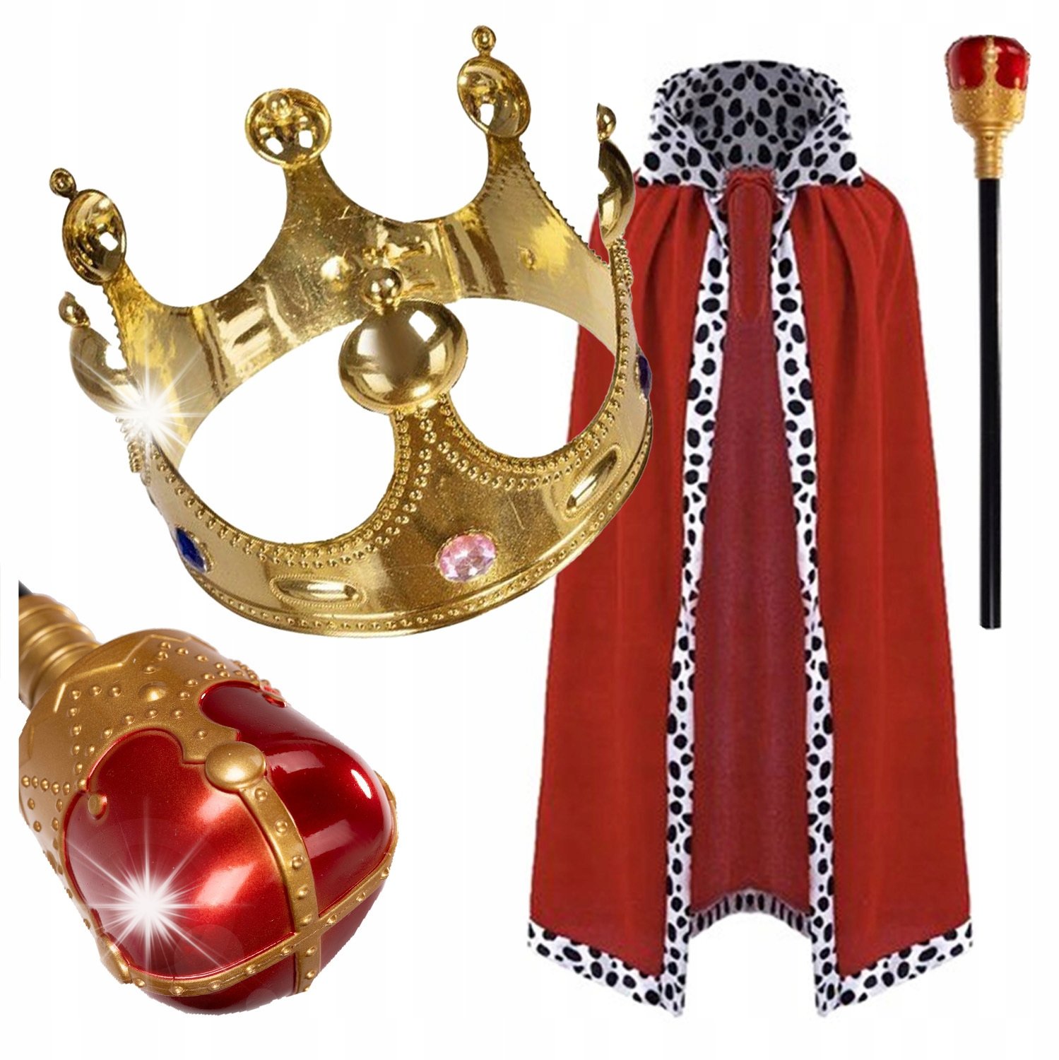 Korbi STRÓJ KOSTIUM KRÓLA BERŁO KRÓL WŁADCA CZERWONA PELERYNA JASEŁKA PRZEBRANIE