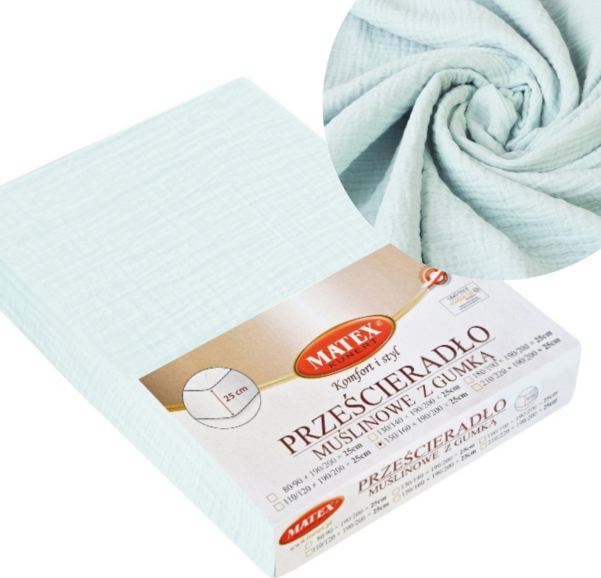 Matex Prześcieradło 90 x 200 z Gumką MUSLIN 33