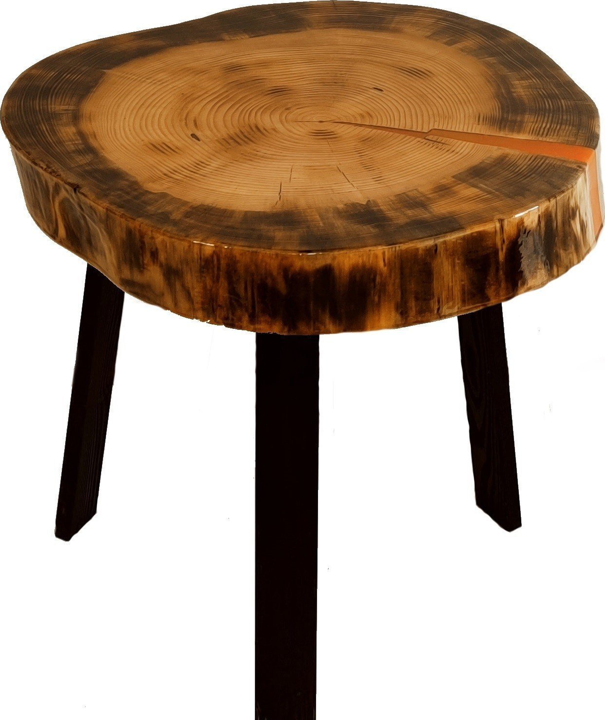 Фото - Журнальний столик Wood & Resin Stolik z plastra drewna Żywica epoksydowa 43 cm x 45 cm x 6 c