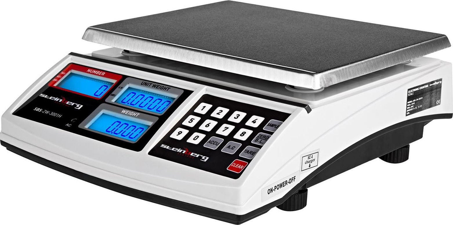 Steinberg Waga kontrolna zliczająca sztuki SBS-ZW-3001H LCD do 30kg Waga licząca cenowa SBS-ZW-3001H...