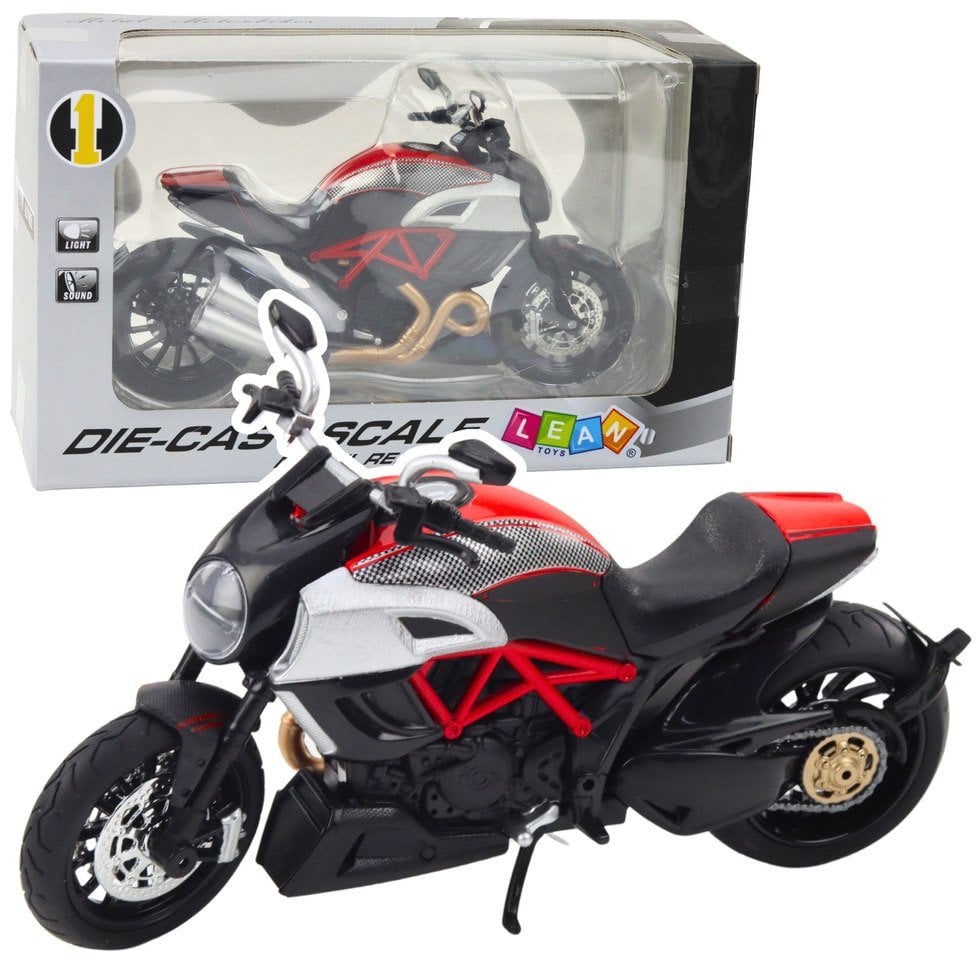 LeanToys Motocykl Sportowy Metalowy Światła Dźwięki Złote Czerwone Elementy 1:12