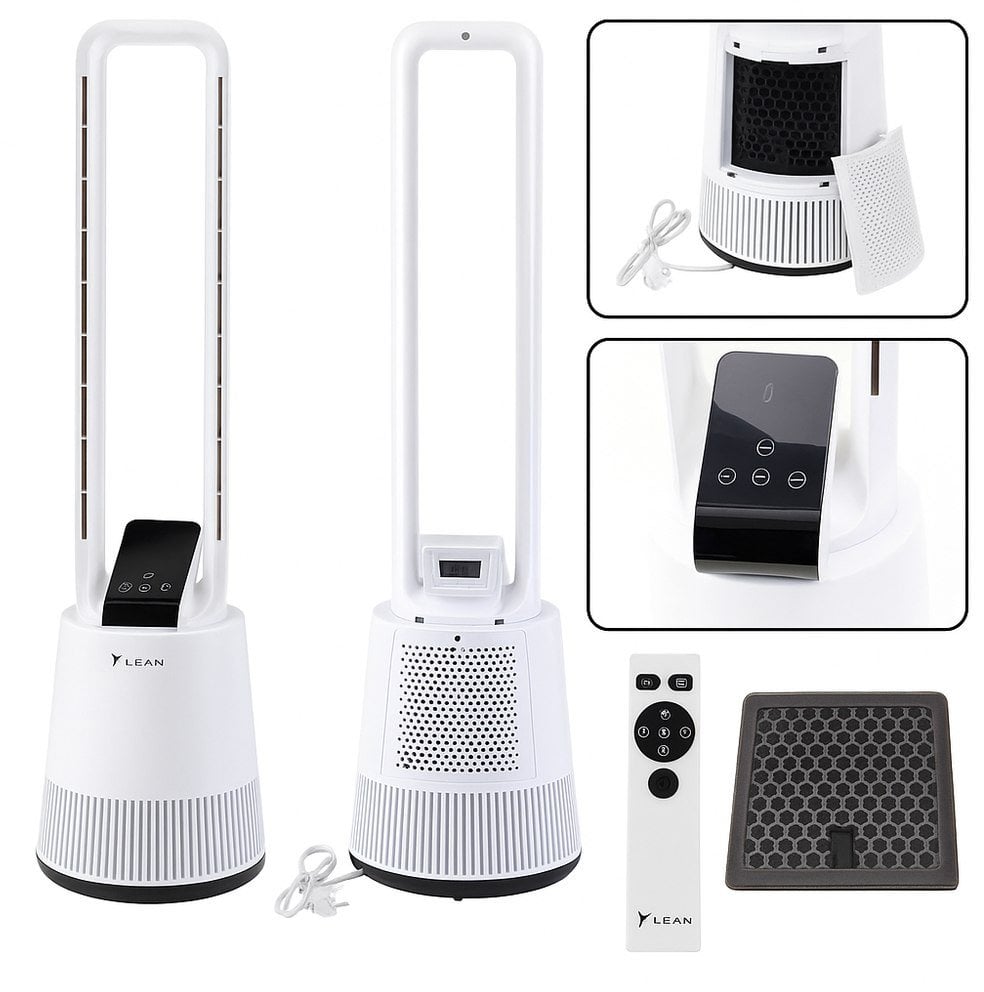 Wentylator Lean Wentylator Bezłopatkowy Podłogowy Oscylacja Timer Wyświetlacz LCD PILOT
