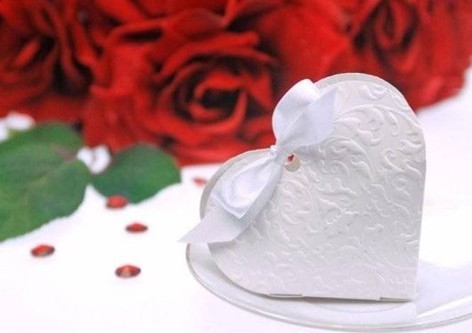 Party Deco Pudełeczka dla gości serduszko białe - 10 szt. uniwersalny