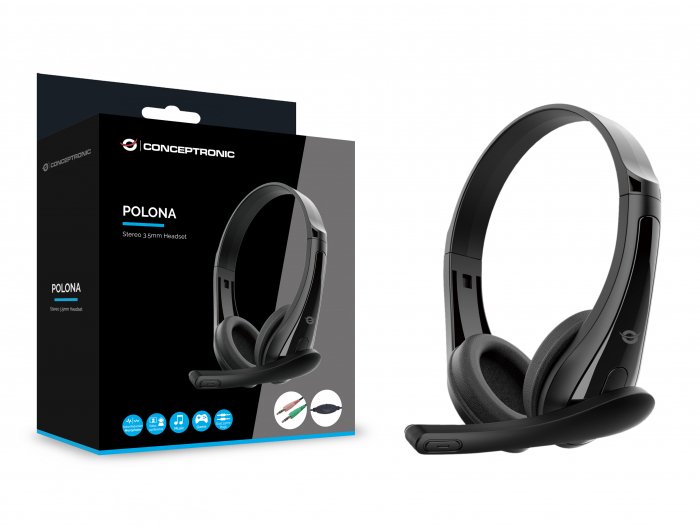 Słuchawki Conceptronic CONCEPTRONIC Headset Stereo AUX/Mikro/obsługa. 1.80m sw