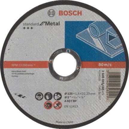 Фото - Аксесуари для інструменту Bosch cutting disc Standard for Metal 125 x 1.6 mm  (A 60 T BF)