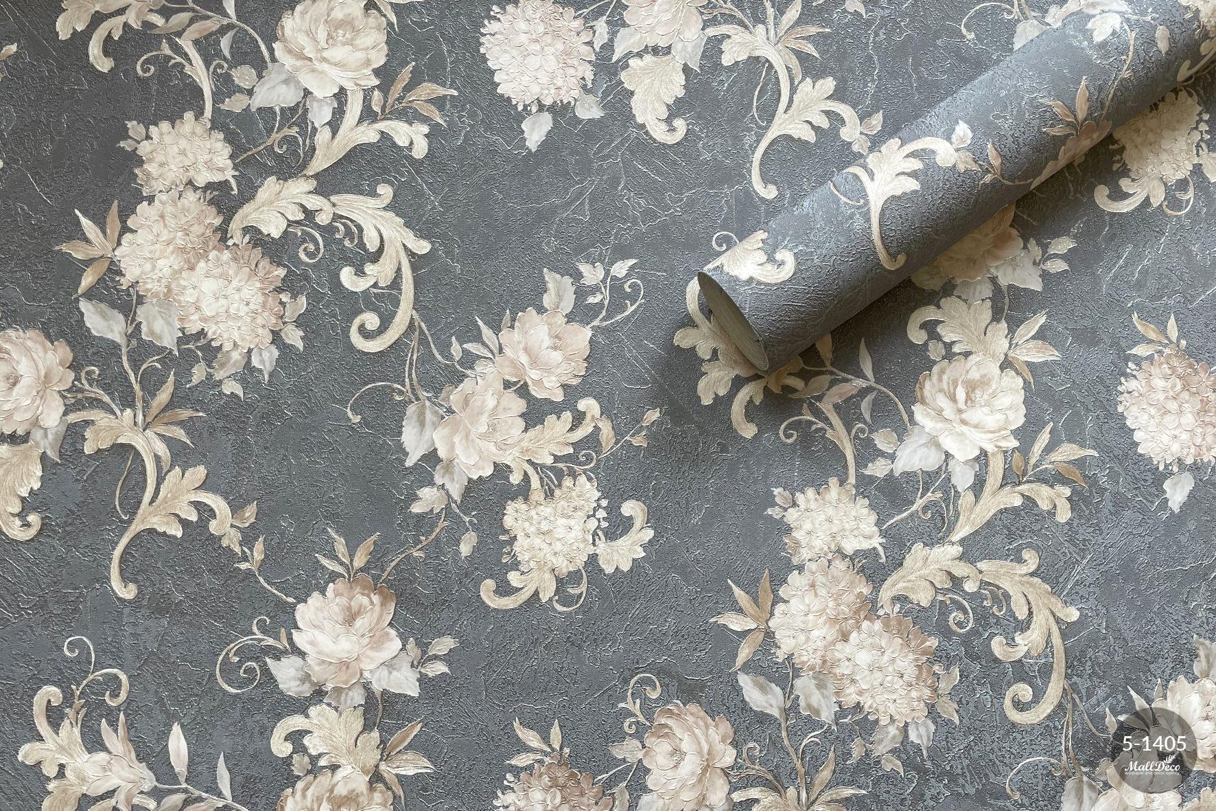 MallDeco TAPETA WINYLOWA MODEL AGAVA DECOR SZARO-BEŻOWA