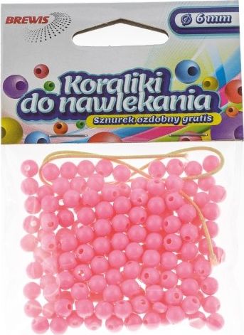 BREWIS Koraliki do nawlekania 6mm K6-5 różowy Brewis