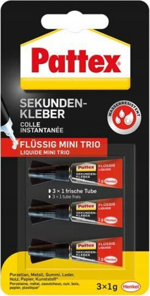 Pistolet do kleju Pattex Klej sekundowy Mini Trio 3x1g