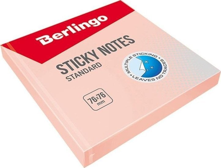 Berlingo Bloczek samoprzylepny 76x76 różowy 100 kartek
