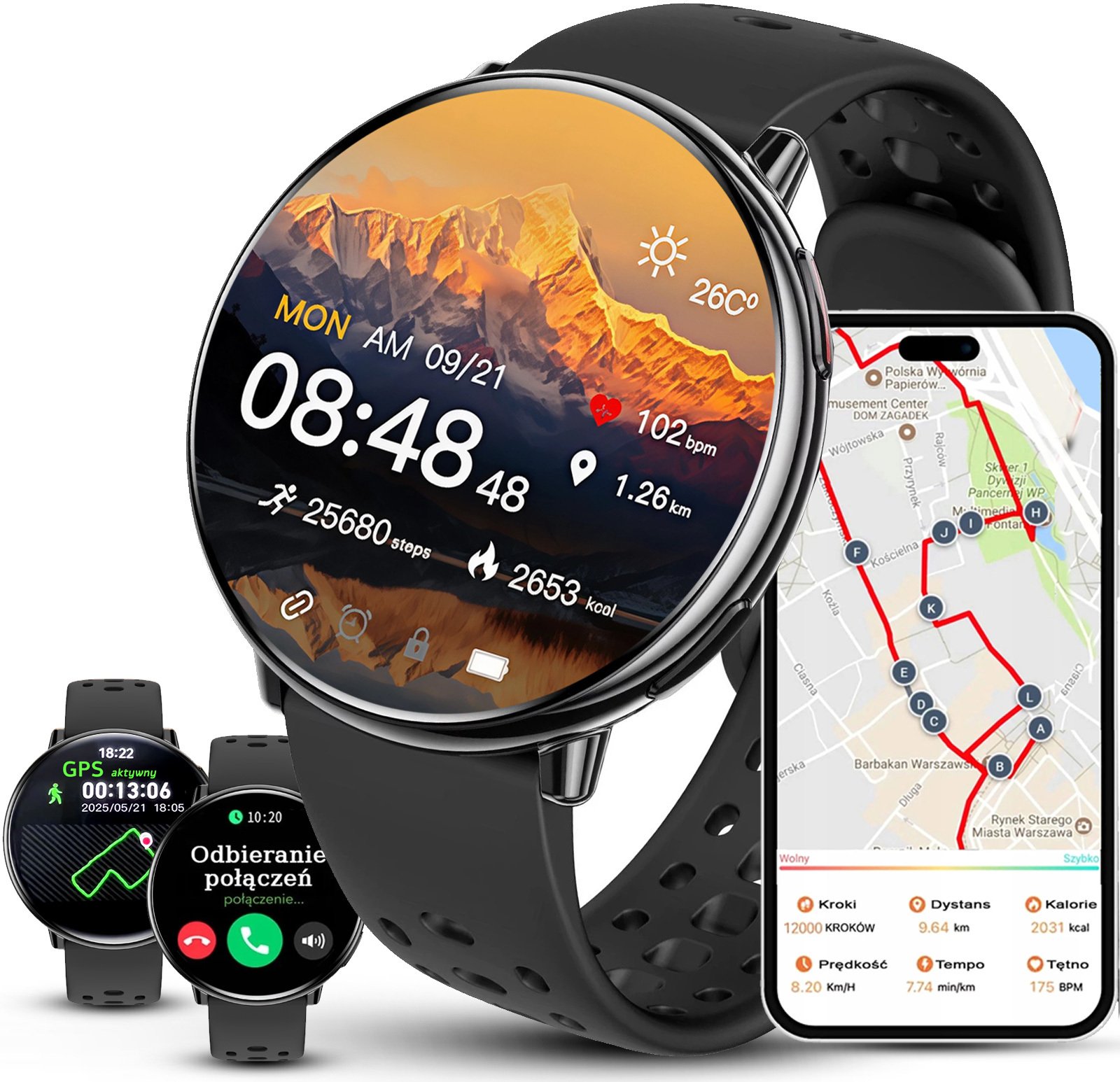 Smartwatch Rubicon Zegarek damski SMARTWATCH F50-GPS czarny PROF