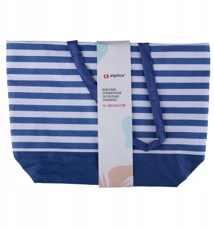 Alpina Alpina - Torba plażowa w paski 49,3x16x34 cm (Granatowy / Biały)