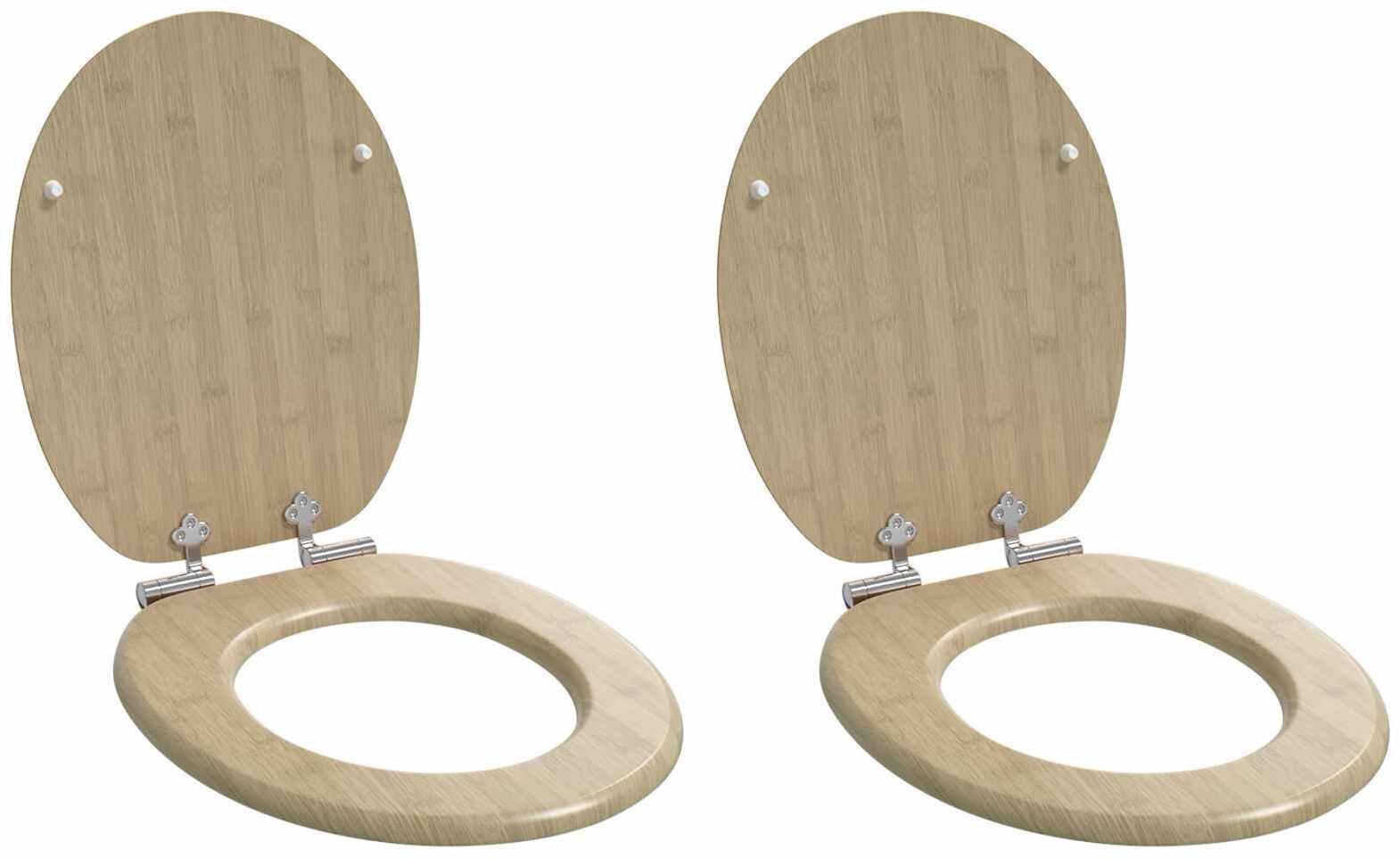 vidaXL Deska toaletowa 2 pcs Jasny kolor bambusa 44 x 38 cm Płyta MDF