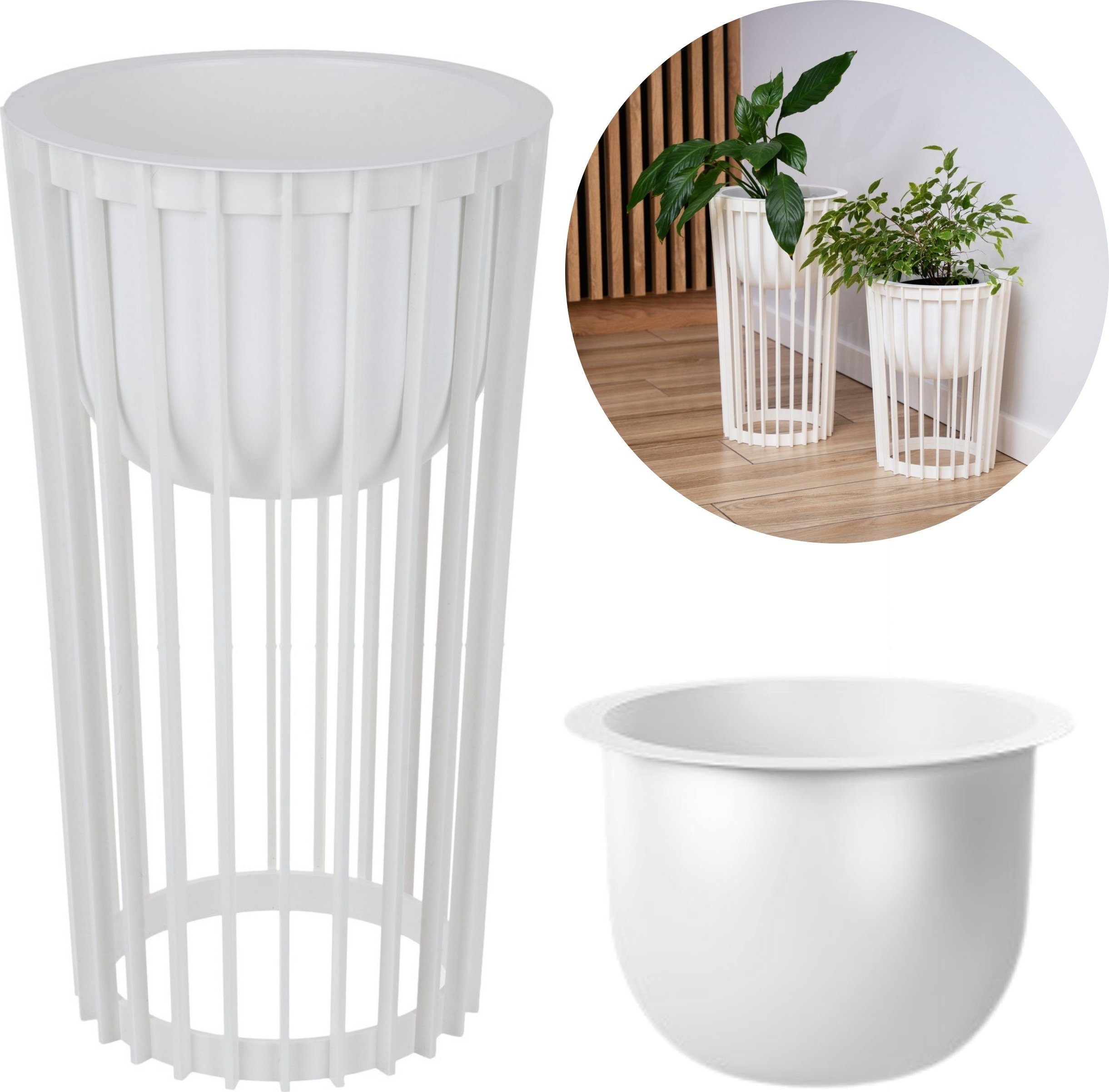 Kwietnik wysoki dwustronny Standy 54h Stojak na kwiaty + wkład wewnętrzny