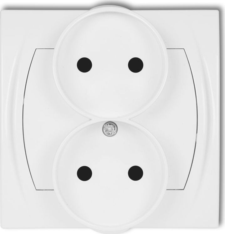 Karlik LOGO Gniazdo podwójne 2x(2P) z przesłonami biały LGPR-2p