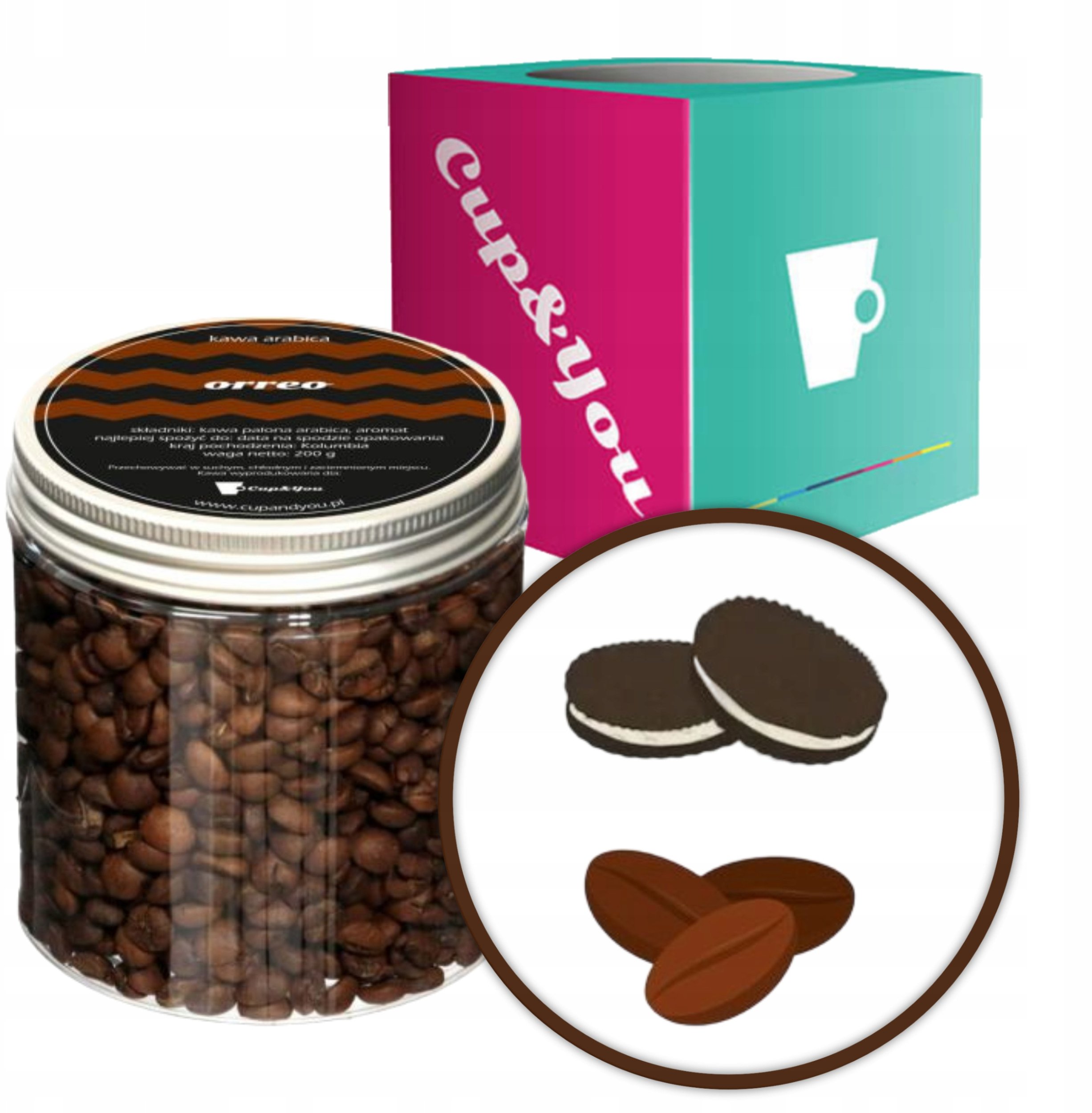 Kawa ziarnista Cup&You Kawa aromatyzowana o smaku Orreo ziarnista ARABICA PREMIUM 200g