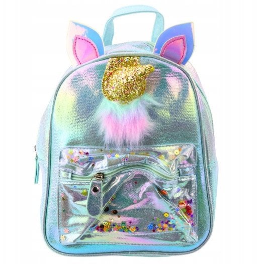 Lean Plecak Dziecięcy Z Rogiem Jednorożca Ruchome Konfetti Niebieski 25cm 4,5L