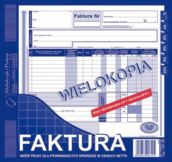 Michalczyk & Prokop FAKTURA NETTO 2/3 A4 (PEŁNA) (WIELOKOPIA) MICHALCZYK I PROKOP