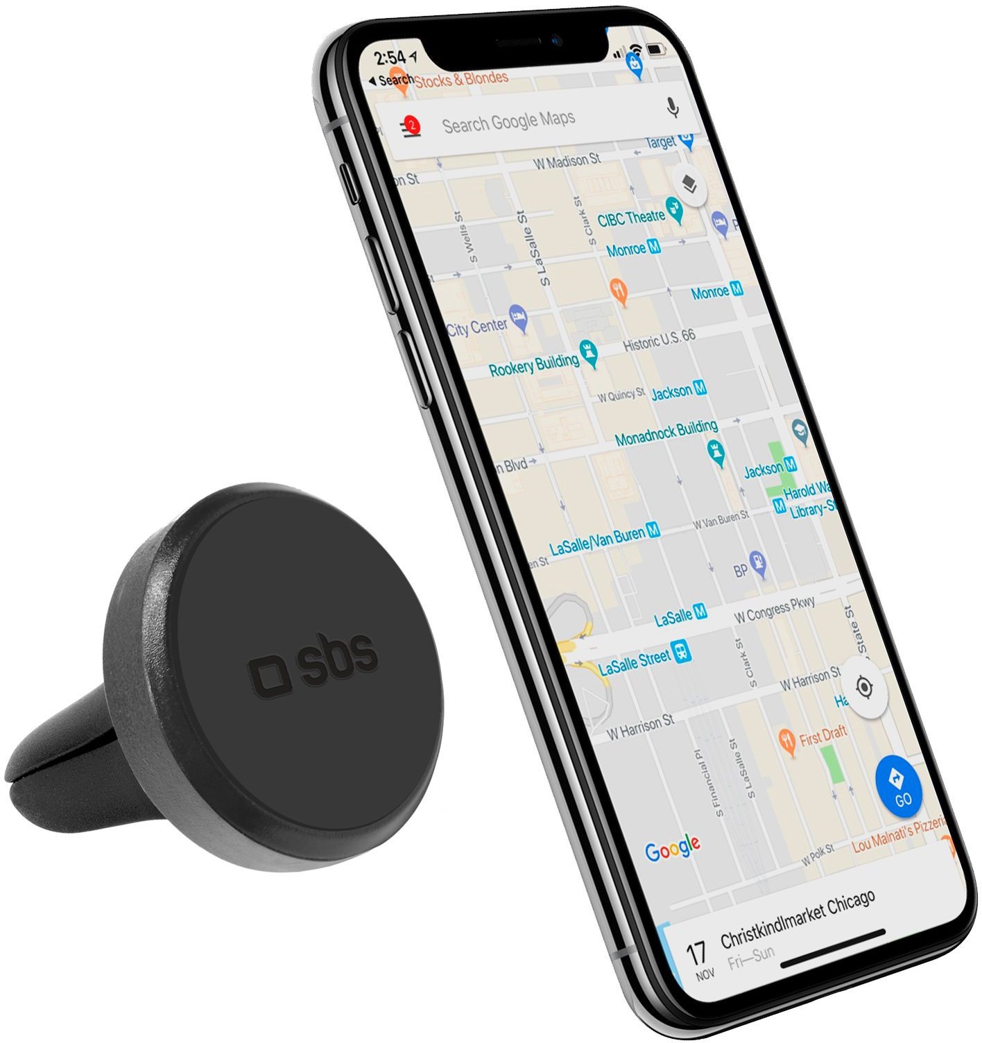 Uchwyt na smartfona SBS TESUPPEASYMAGK kompatybilny z MagSafe, na kratkę nawiewu - czarny