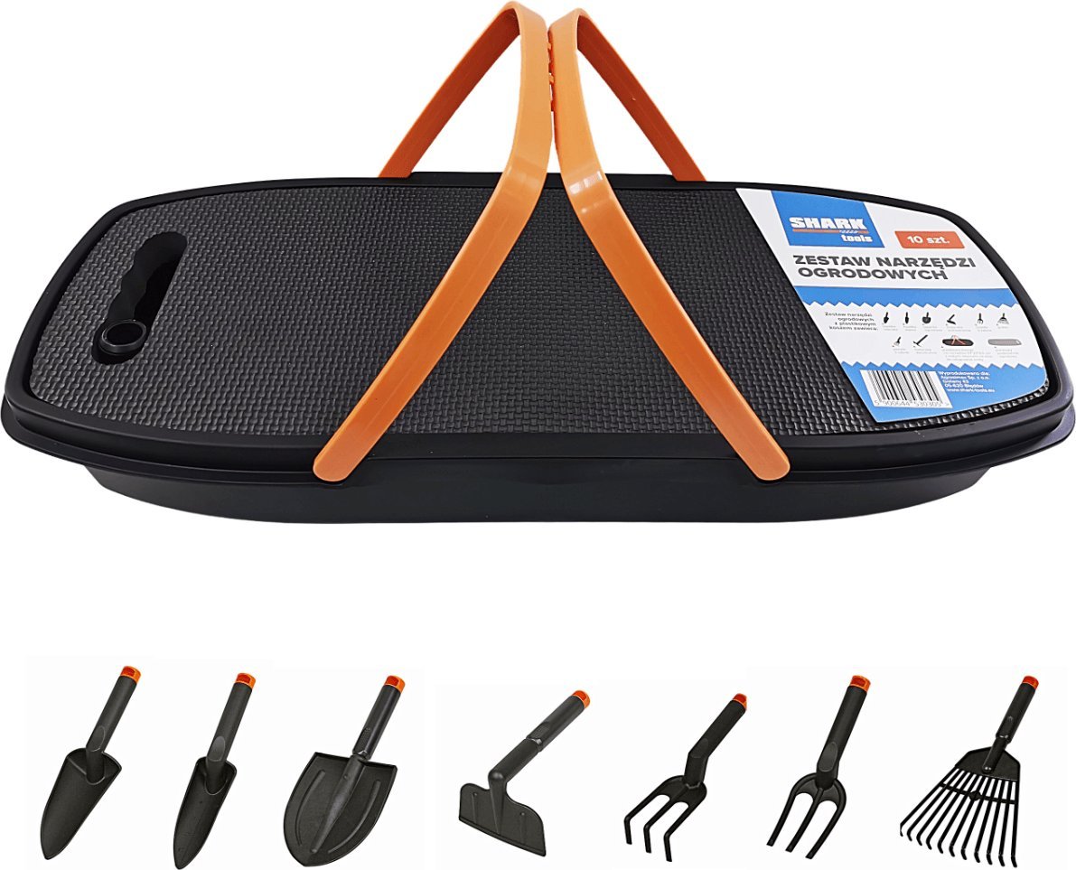 SHARK Tools Zestaw narzędzi ogrodowych 10 szt. z koszykiem Shark Tools