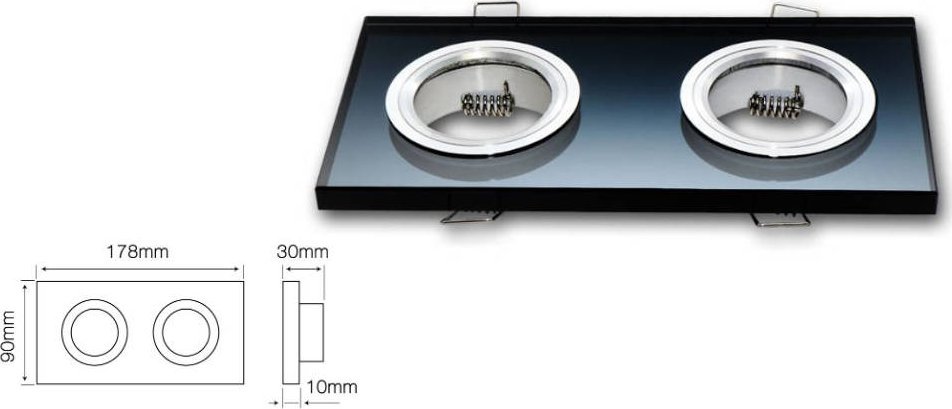 MPL Power Oprawa szklana kwadrat czarna 90x28x10mm