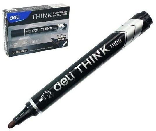 Deli Marker permanentny okrągły 1,5mm czarny (12szt)