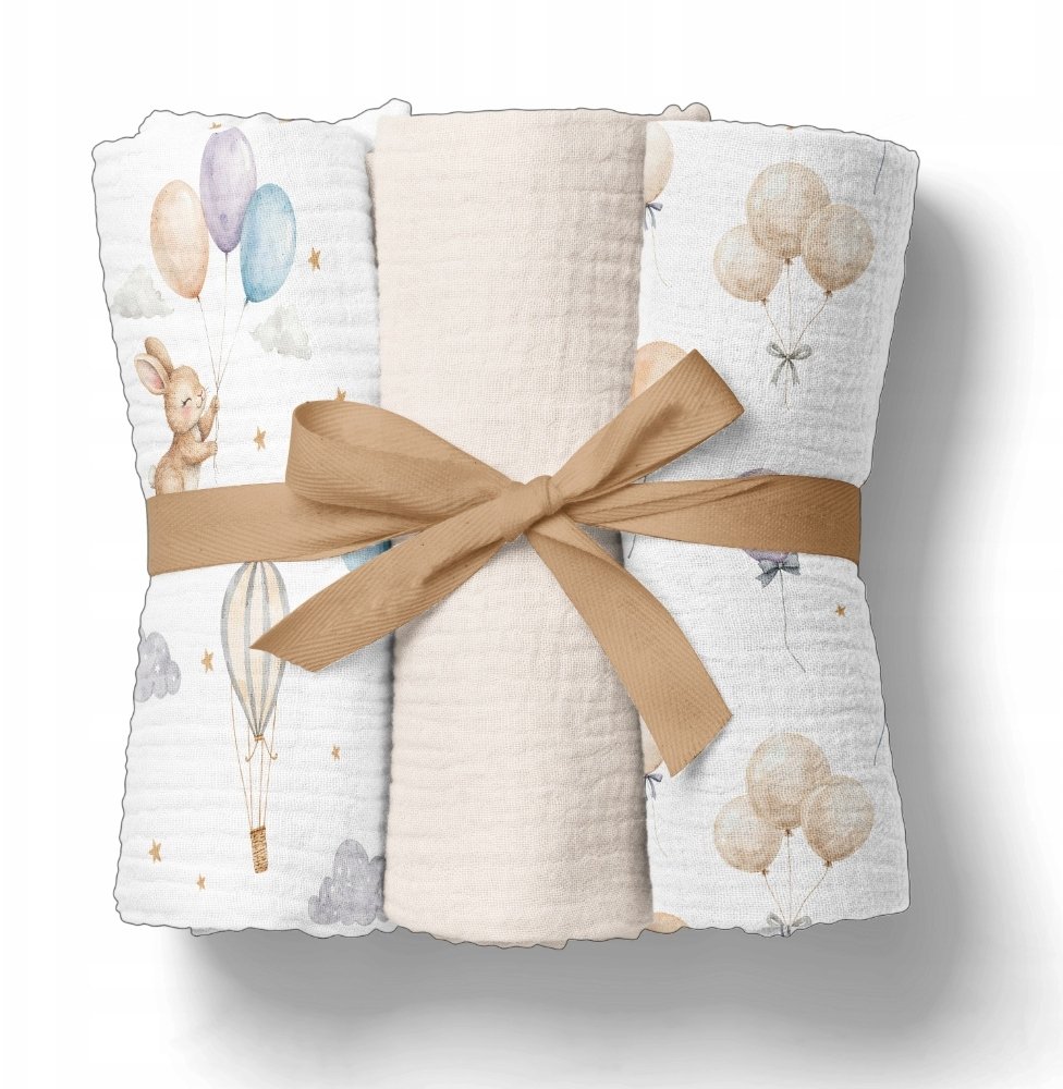 Bocioland 3008 PIELUSZKI MUŚLINOWE 70X70 3-PACK BEŻ BL300