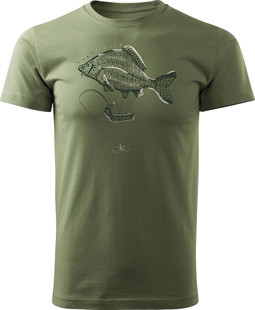 Topslang Koszulka na ryby dla wędkarza wędkarska fishing karp męska khaki REGULAR M