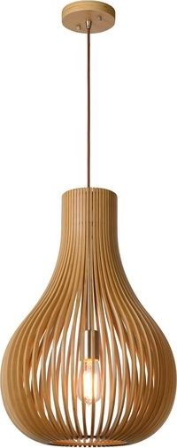 Lampa wisząca Lucide Lampa sufitowa brązowa do kuchni BODO z drewna 01400/38/72