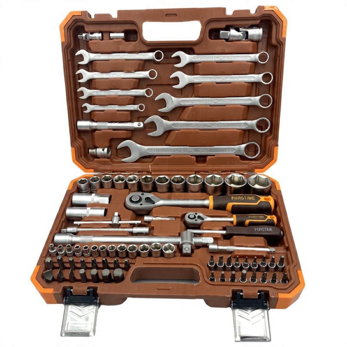 Zestaw komplet narzędziowy narzędzi nasadki bity klucze 82el. 1/4' 1/2' 6-kątnych 4-32mm stal Cr-V FORSTIME