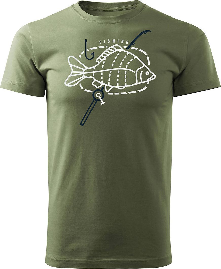 Topslang Koszulka na ryby dla wędkarza wędkarska fishing karp męska khaki REGULAR S