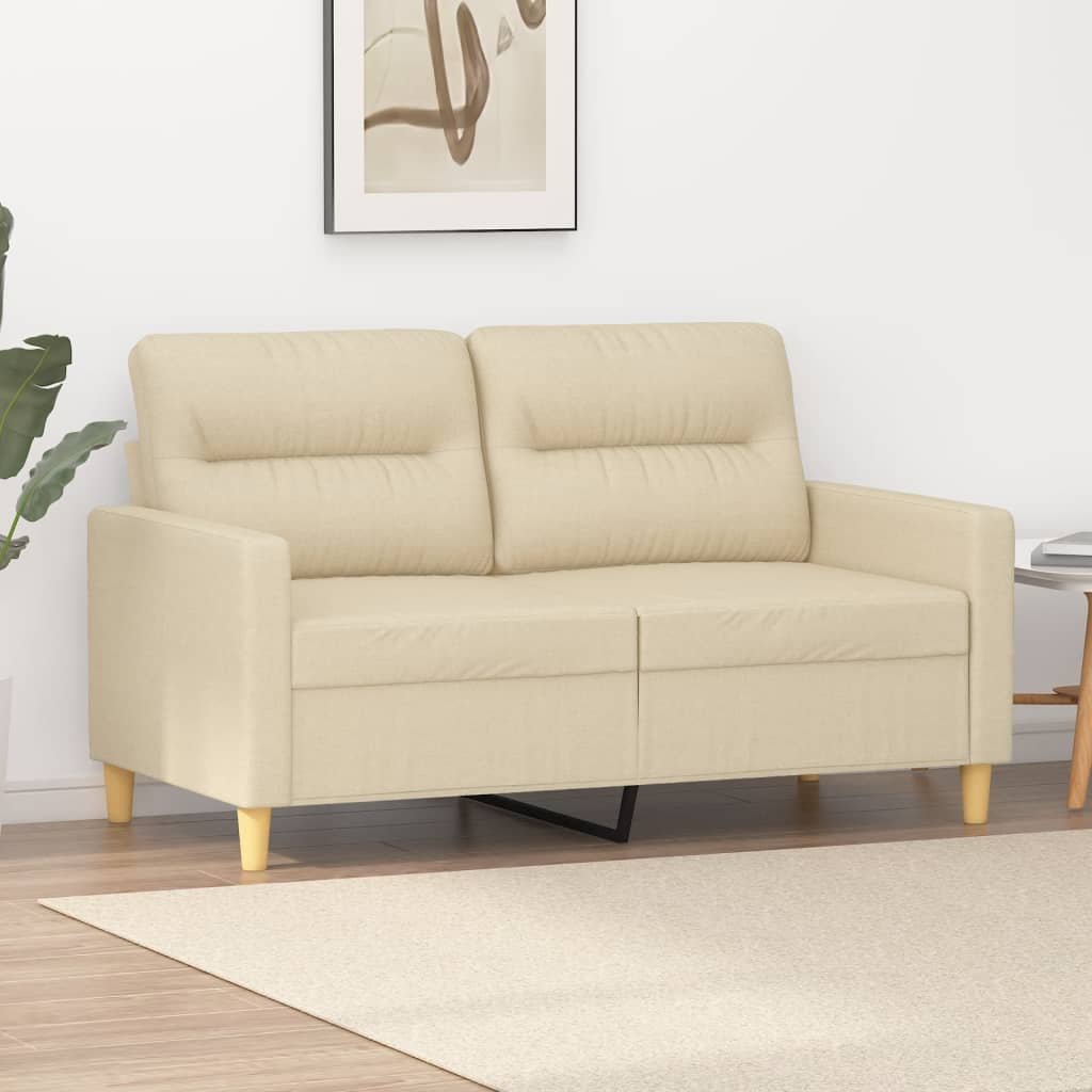 Zdjęcia - Sofa VidaXL 2-osobowa , kremowa, 120 cm, tapicerowana tkaniną 