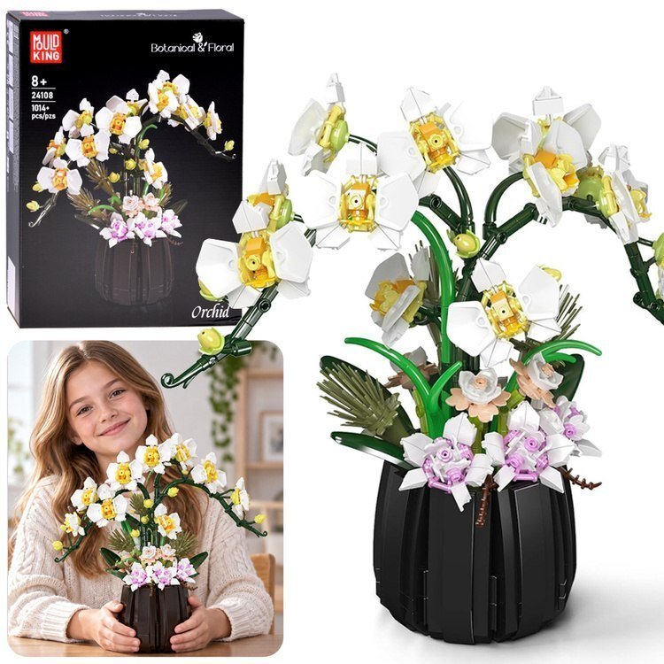 Jokomisiada Klocki konstrukcyjne Storczyk w doniczce - Kwiaty orchidea 1014+ele (ZA6378)