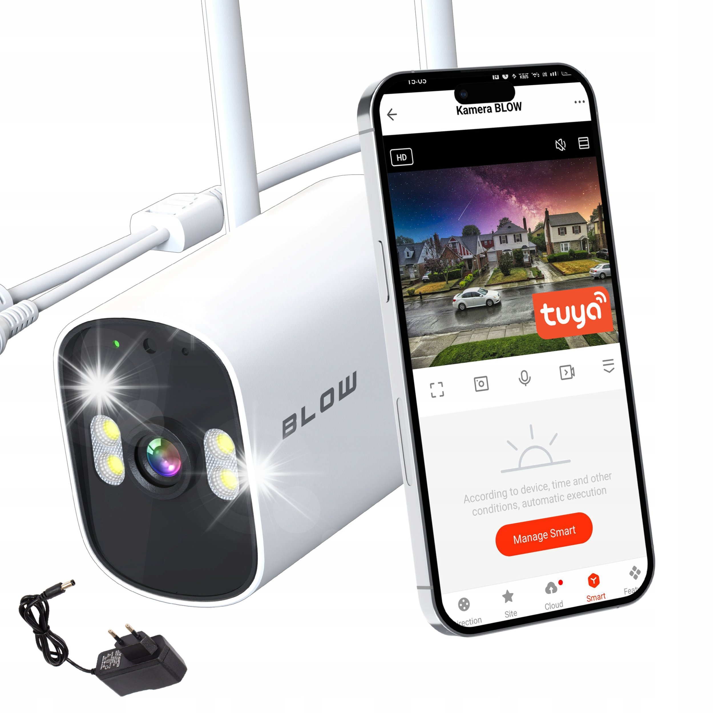 Kamera IP Blow KAMERA ZEWNĘTRZNA TUBOWA WIFI IP 4MPx WQHD DETEKCJA ONVIF AUDIO TUYA SMART