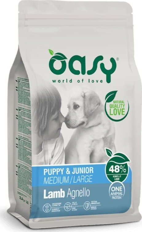 Oasy OASY - Karma dla psa 12kg Puppy&Junior Medium z jagnięciną