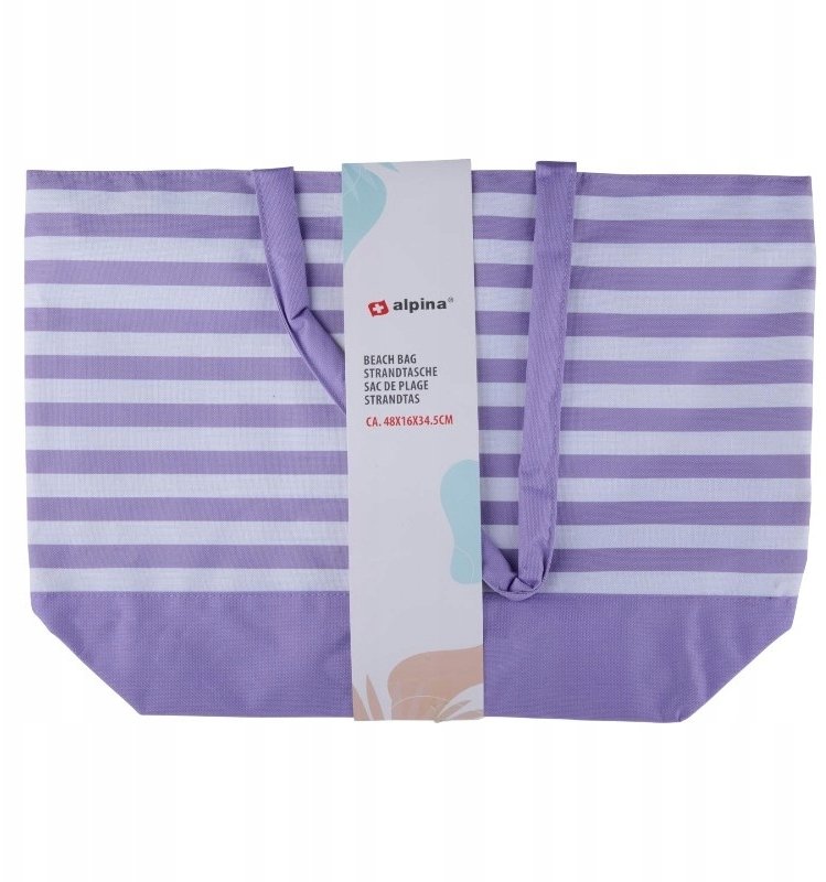 Alpina - Torba plażowa w paski 49,3x16x34 cm (Fioletowy / Biały)