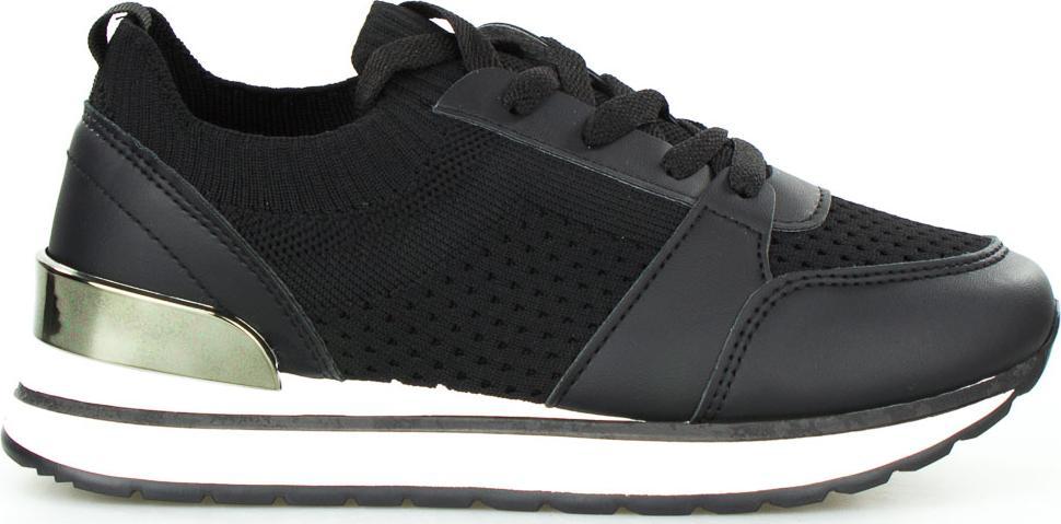 Estetino Sneakersy tekstylne sportowe z lustrzaną wstawką czarne-36