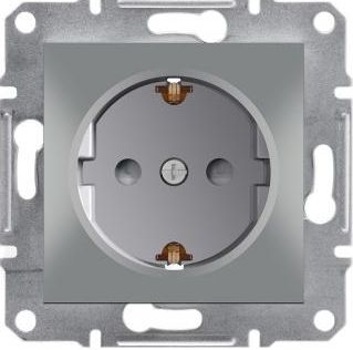 Schneider Electric Gniazdo instalacyjne Asfora pojedyncze schuko z przesłonami aluminium (EPH2900261)