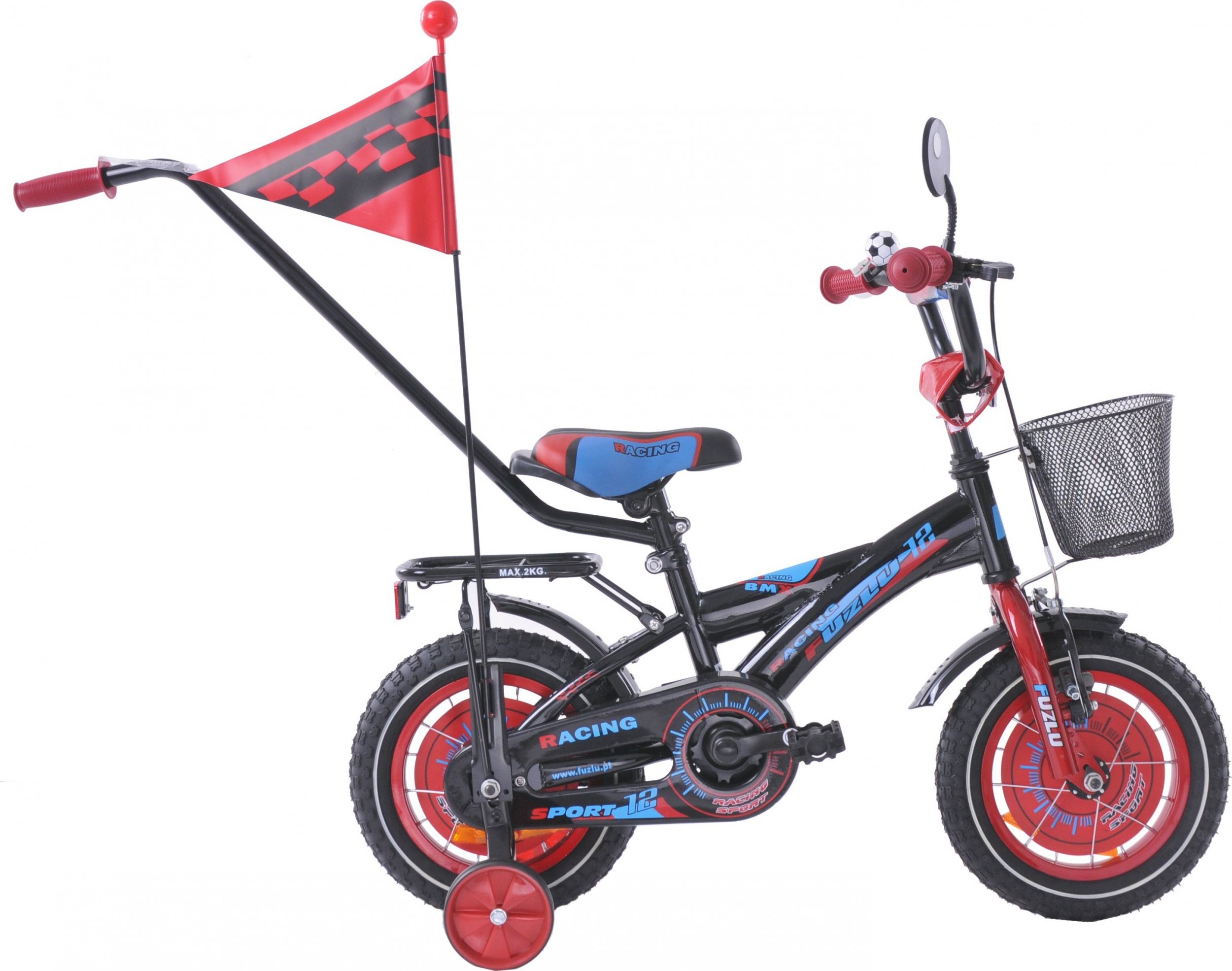 Zdjęcia - Rower dziecięcy Fuzlu  12  Racing czarno-czerwono-niebieski 