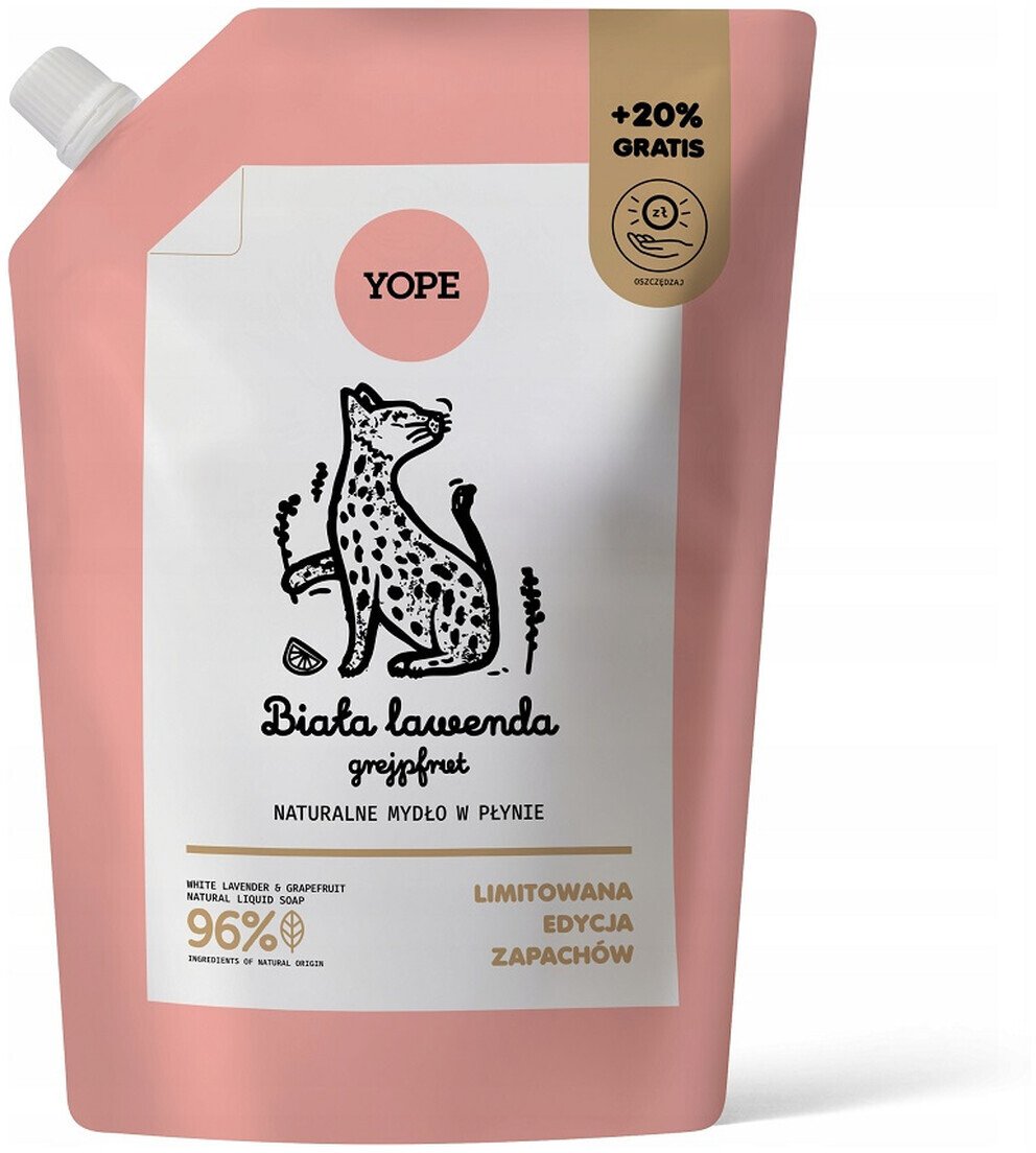 Yope Yope Naturalne Mydło w płynie refill biała lawenda grejpfrut 600ml