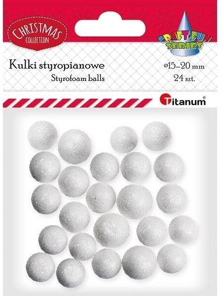 Titanum Styropianowe kulki 15/20mm białe 24szt (5903714566327)