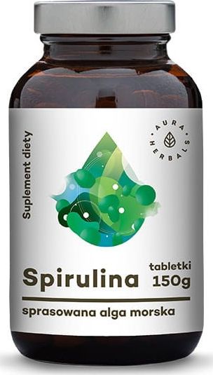 Aura Herbals Spirulina Tabletki Suplement Diety - 600 Tabletek Produkty z alg Spirulina Tabletki