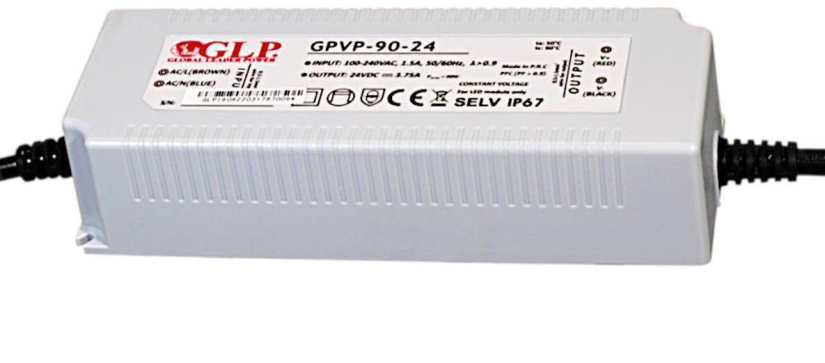 GPVP-90-12 Zasilacz impulsowy do LED 90W 12V/7.5A filtr PFC IP67 podwójna izolacja przewodów