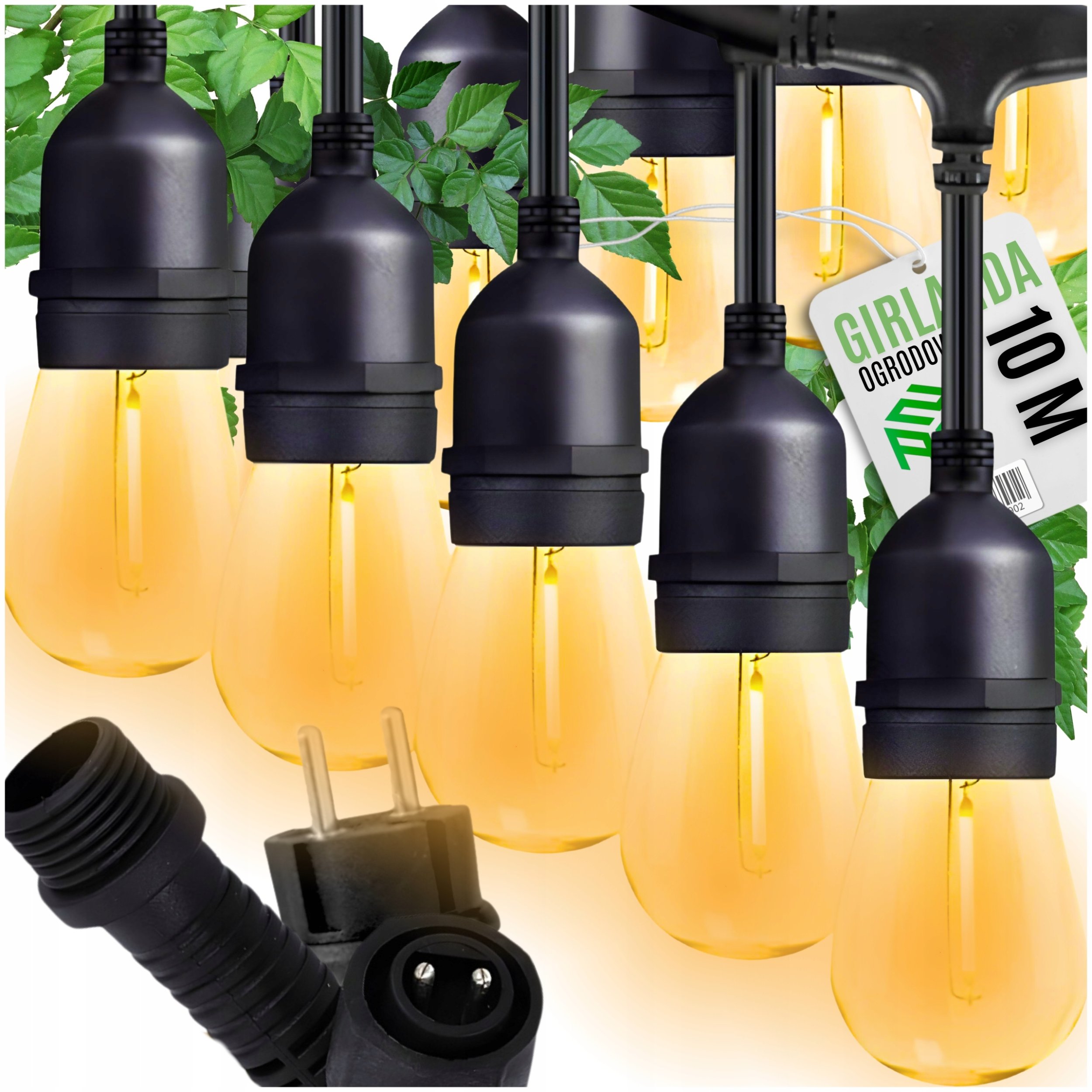 GIRLANDA OGRODOWA 10 LAMPKI OGRODOWE 10M
